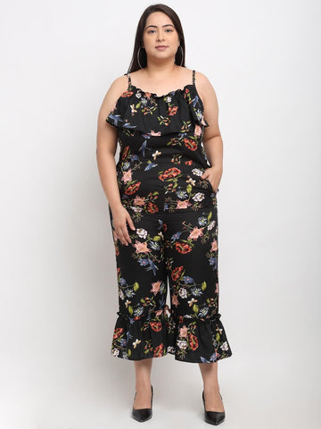 Flambeur Women's Plus Size Crepe Floral Jumpsuits Roposo Clout